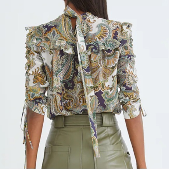 NWT VERONICA BEARD HOWELL BLOUSE ARMY MULTI - Picture 8 of 16